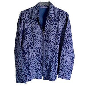 Harmony & Vine Full Zip Purple Print Light Jacket Women's Size XL